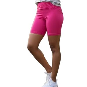 Yogalicious Lux Women's Fuchsia Criss Cross Waist Bike Shorts